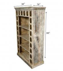 SOLID RECLAIMED TEAK WOOD SHELF W/ BRASS FITTED BUDDHA