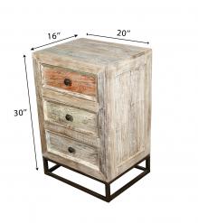 SOLID RECLAIMED TEAK  WOOD END TABLE NIGHTSTAND 3 DRAWERS