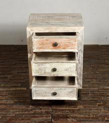 SOLID RECLAIMED TEAK  WOOD END TABLE NIGHTSTAND 3 DRAWERS