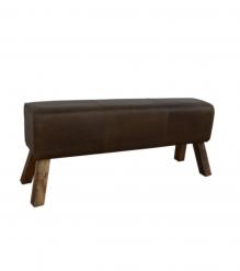 LEATHER & WOOD UPHOLSTERED BENCH