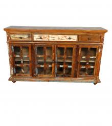 SOLID RECLAIMED TEAK WOOD SIDEBOARD CABINET W/ 3 DRAWERS & 4 DOORS
