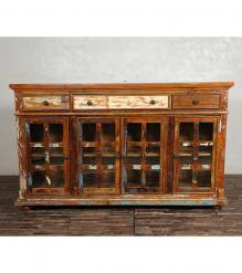 SOLID RECLAIMED TEAK WOOD SIDEBOARD CABINET W/ 3 DRAWERS & 4 DOORS