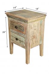 SOLID RECLAIMED TEAK WOOD END TABLE NIGHTSTAND