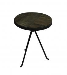 IRON & WOOD  END TABLE