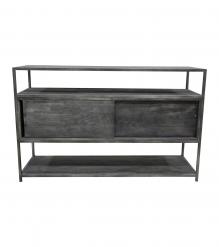 SOLID WOOD & METAL CABINET SHELVING UNIT