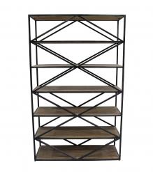 SOLID WOOD & IRON SHELVING UNIT BOOKCASE