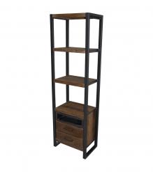 IRON & WOOD BOOKSHELF W/ DRAWERS