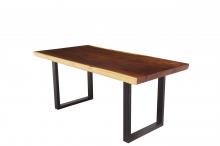 LIVE EDGE SOLID SUAR WOOD TABLE W/ METAL BASE