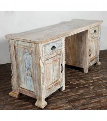 SOLID RECLAIMED TEAK WOOD DESK 2/ DRAWERS & DOORS