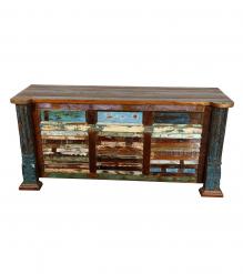 SOLID RECLAIMED TEAK WOOD DESK 2/ DRAWERS & DOORS
