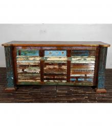 SOLID RECLAIMED TEAK WOOD DESK 2/ DRAWERS & DOORS