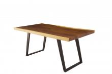 LIVE EDGE SOLID SUAR WOOD TABLE W/ METAL BASE
