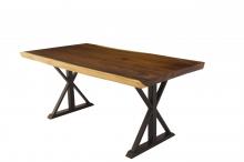 LIVE EDGE SOLID SUAR WOOD TABLE W/ METAL BASE