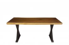 LIVE EDGE SOLID SUAR WOOD TABLE W/ METAL BASE