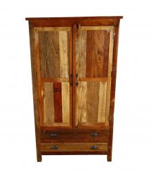 2 DOOR SOLID RECLAIMED TEAK WOOD CABINET W/ 2 DRAWERS