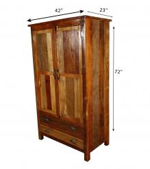 2 DOOR SOLID RECLAIMED TEAK WOOD CABINET W/ 2 DRAWERS