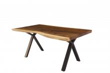 LIVE EDGE SOLID SUAR WOOD TABLE W/ METAL BASE 