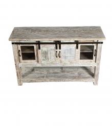 SOLID RECLAIMED TEAK WOOD SIDEBOARD W/ SLIDING DOORS & BOTTOM SHELF