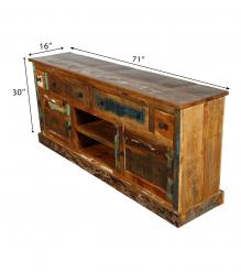 SOLID RECLAIMED TEAK WOOD SIDEBOARD CONSOLE W/ DRAWERS & DOORS