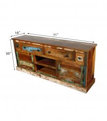SOLID RECLAIMED TEAK WOOD SIDEBOARD CONSOLE W/ DRAWERS & DOORS