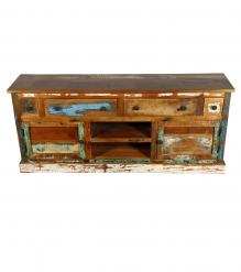 SOLID RECLAIMED TEAK WOOD SIDEBOARD CONSOLE W/ DRAWERS & DOORS