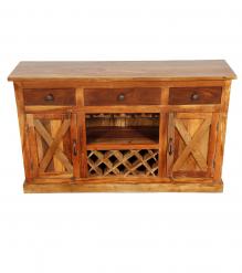 SOLID RECLAIMED TEAK WOOD WINE & LIQUOR SIDEBOARD