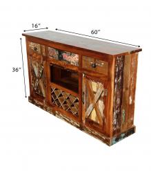 SOLID RECLAIMED TEAK WOOD WINE BAR SIDEBOARD 