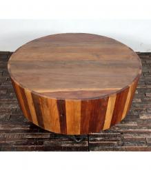 SOLID RECLAIMED TEAK WOOD & IRON ROUND COFFEE TABLE