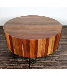 SOLID RECLAIMED TEAK WOOD & IRON ROUND COFFEE TABLE