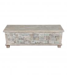 RECLAIMED WOOD STORAGE TRUNK W/ INLAID DETAIL