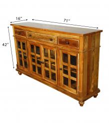 SOLID RECLAIMED TEAK WOOD SIDEBOARD W/ 6 DOORS & 3 DRAWERS