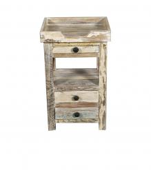 SOLID RECLAIMED TEAK WOOD 3 DRAWER END TABLE / NIGHT STAND