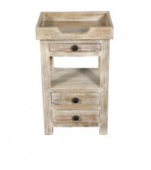 SOLID RECLAIMED TEAK WOOD 3 DRAWER END TABLE / NIGHT STAND