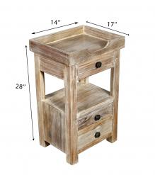 SOLID RECLAIMED TEAK WOOD 3 DRAWER END TABLE / NIGHT STAND