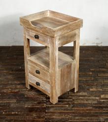 SOLID RECLAIMED TEAK WOOD 3 DRAWER END TABLE / NIGHT STAND