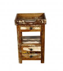 SOLID RECLAIMED TEAK WOOD 3 DRAWER END TABLE / NIGHT STAND