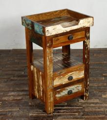 SOLID RECLAIMED TEAK WOOD 3 DRAWER END TABLE / NIGHT STAND