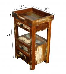 SOLID RECLAIMED TEAK WOOD 3 DRAWER END TABLE / NIGHT STAND