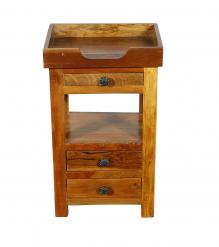 SOLID RECLAIMED TEAK WOOD 3 DRAWER END TABLE / NIGHT STAND