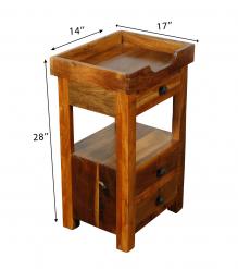 SOLID RECLAIMED TEAK WOOD 3 DRAWER END TABLE / NIGHT STAND