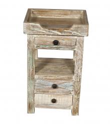 SOLID RECLAIMED TEAK WOOD 3 DRAWER END TABLE / NIGHT STAND