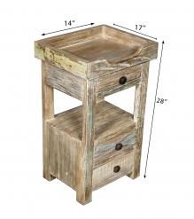 SOLID RECLAIMED TEAK WOOD 3 DRAWER END TABLE / NIGHT STAND