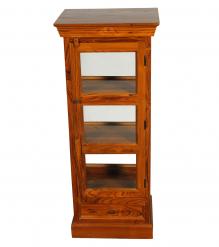 SOLID RECLAIMED TEAK WOOD & GLASS DISPLAY CABINET W/ 1 DRAWER