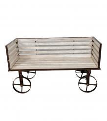 SOLID RECLAIMED TEAK WOOD BENCH W/ CASTERS