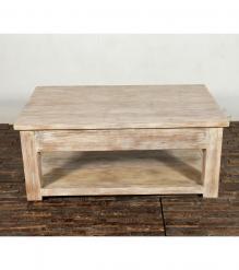 SOLID RECLAIMED TEAK WOOD 2 DRAWER COFFEE TABLE W/ SHELF