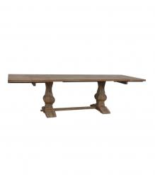 SOLID WOOD PEDESTAL TRESTLE TABLE W / EXTENSIONS