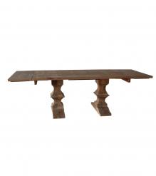 SOLID WOOD PEDESTAL EXTENSION DINING TABLE