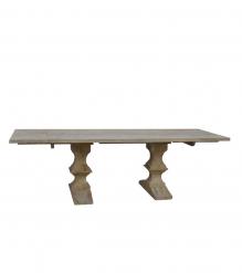 SOLID WOOD PEDESTAL EXTENSION DINING TABLE