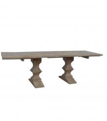 SOLID WOOD PEDESTAL EXTENSION DINING TABLE