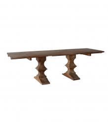 SOLID WOOD PEDESTAL EXTENSION DINING TABLE